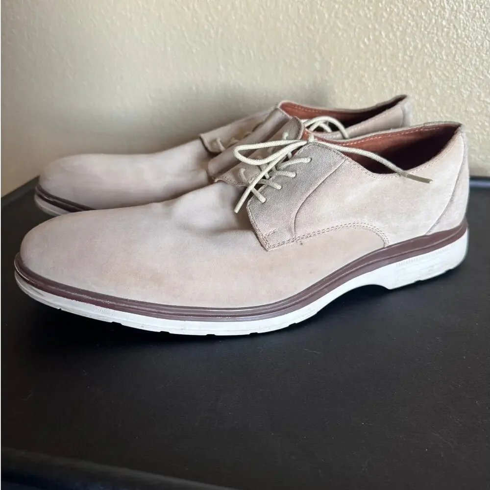 Stacy Adams Red Zone Suede Derby Dress Shoes Men’s Size 11 Beige Lace Up Casual